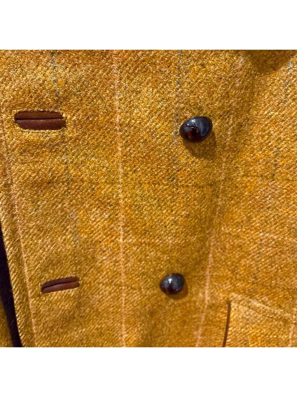 VTG HERMAN PHILLIPS WOOL TAN PLAID ECLECTIC GRANDPA DBL BREASTED TRENCH COAT 40 - Picture 10 of 17